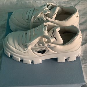 Prada Soft Padded Nappa Leather Lace-up Sneaker